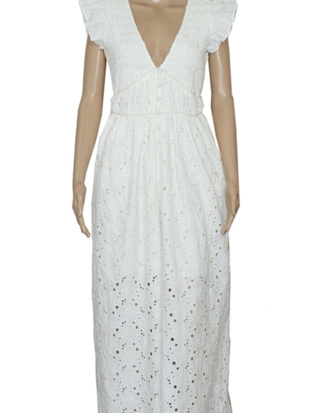 Anthropologie The Peregrine Jumpsuit Eyelet Embroidered White XS